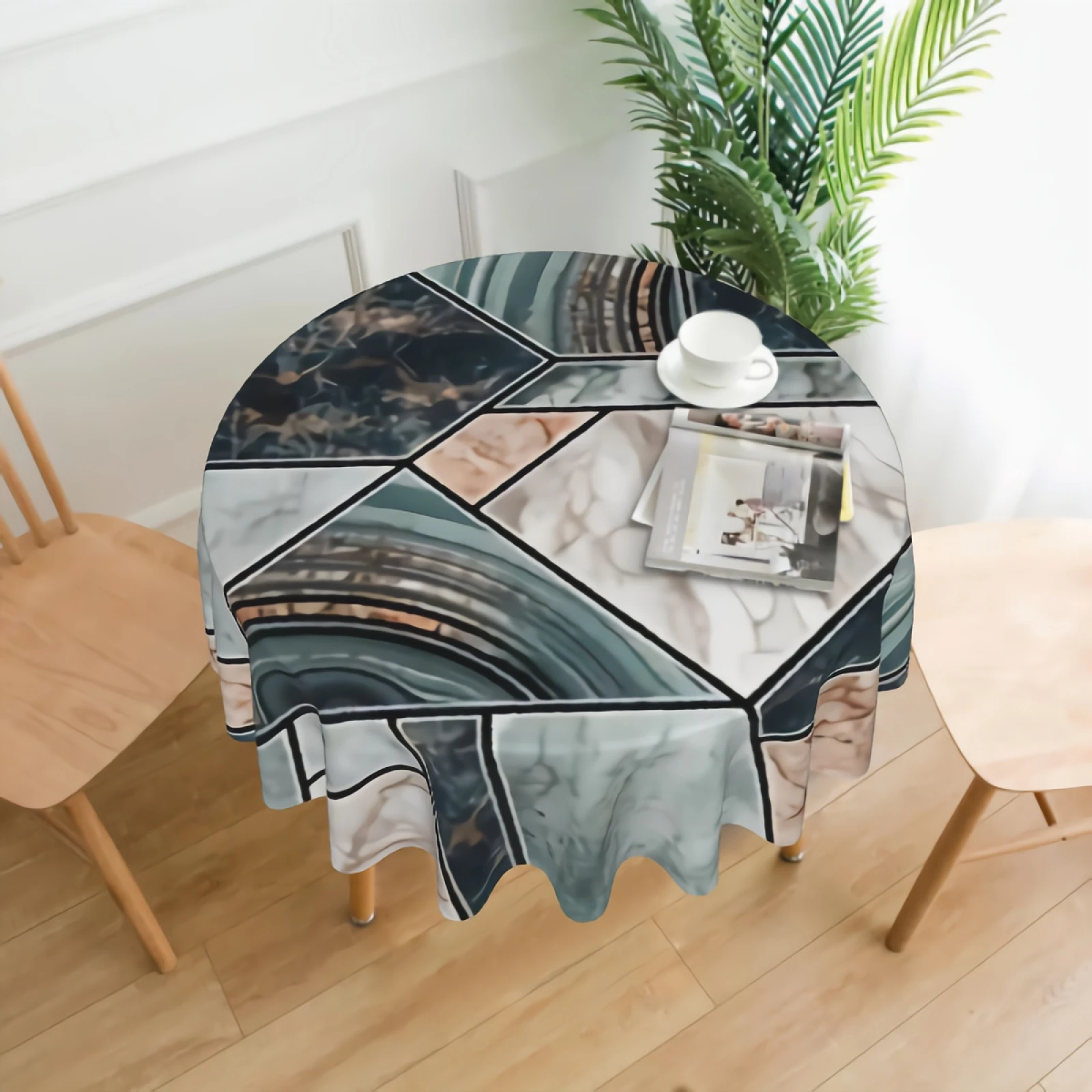 

Современный Мраморный фон, круглая скатерть 60 дюймов, текстура искусственного камня, покрытие для обеденного стола, водонепроницаемый чехо...