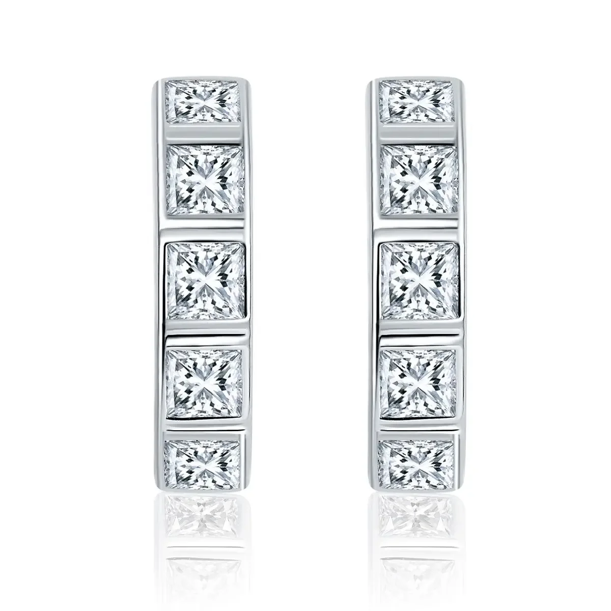 S925 посеребренные золотые серьги для пар 2 5 мм квадратные принцессы с муассанитом