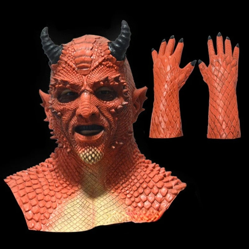 

Game Diablo King Of Lies Belial Cosplay Mask Red Devil Latex Mask GLOVES HALLOWEEN PARTY Accessories Props