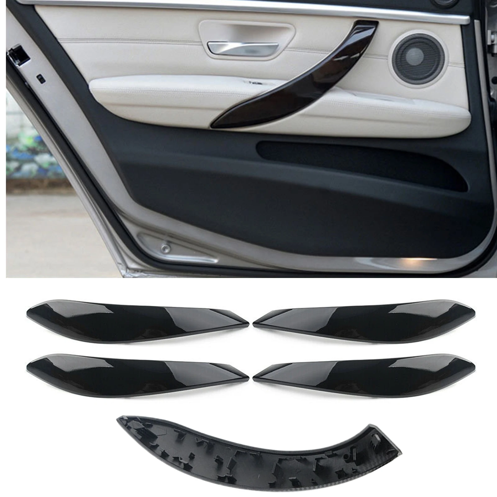 

For BMW 3 4 Series 3GT 2013-2018 Black Car Interior Door Handle Cover Trim Handknob Case Shell