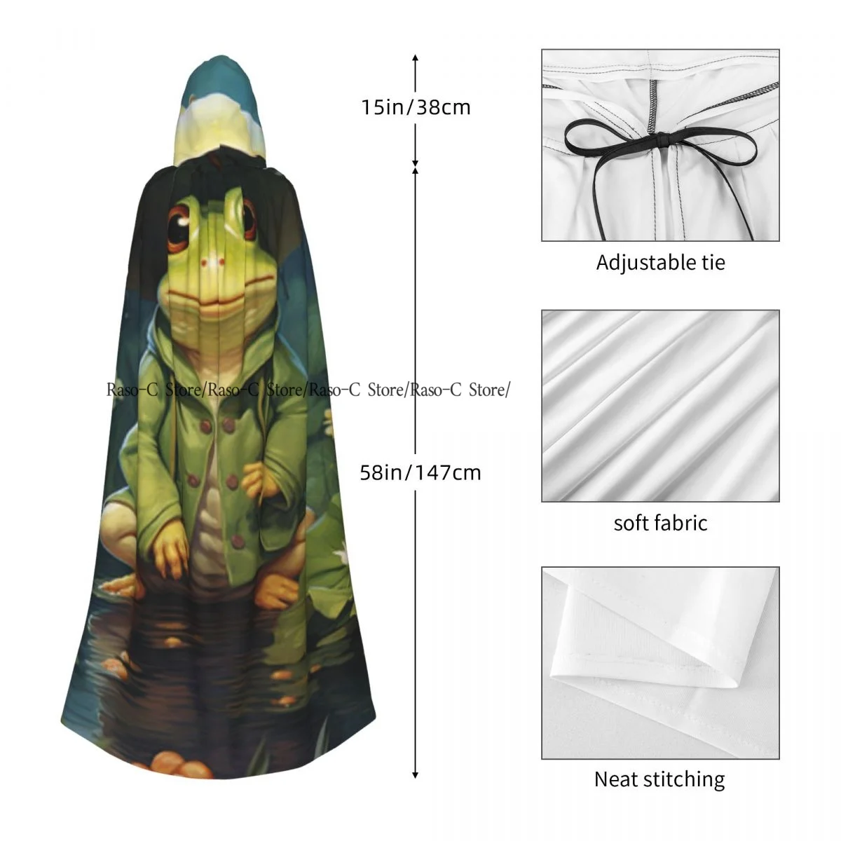 Женская накидка с капюшоном мультяшная Лягушка под дождем средневековый костюм