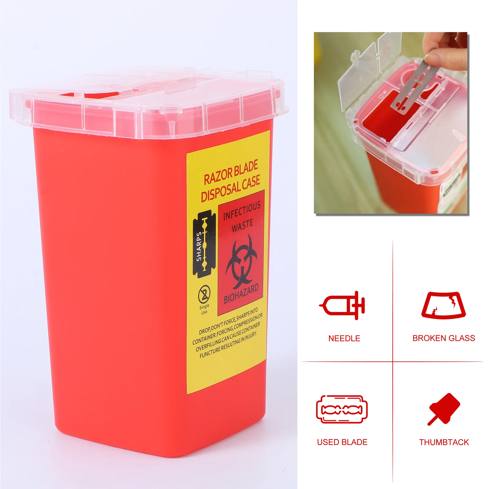 

Container Sharps Disposalbox Case Bladeswastestorage Needle Dispenser Home Usebank Trash Binsmall Barberholder Recycling