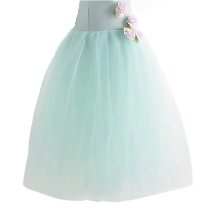 Зеленая балетная юбка-пачка для девочек одежда танцевальных выступлений