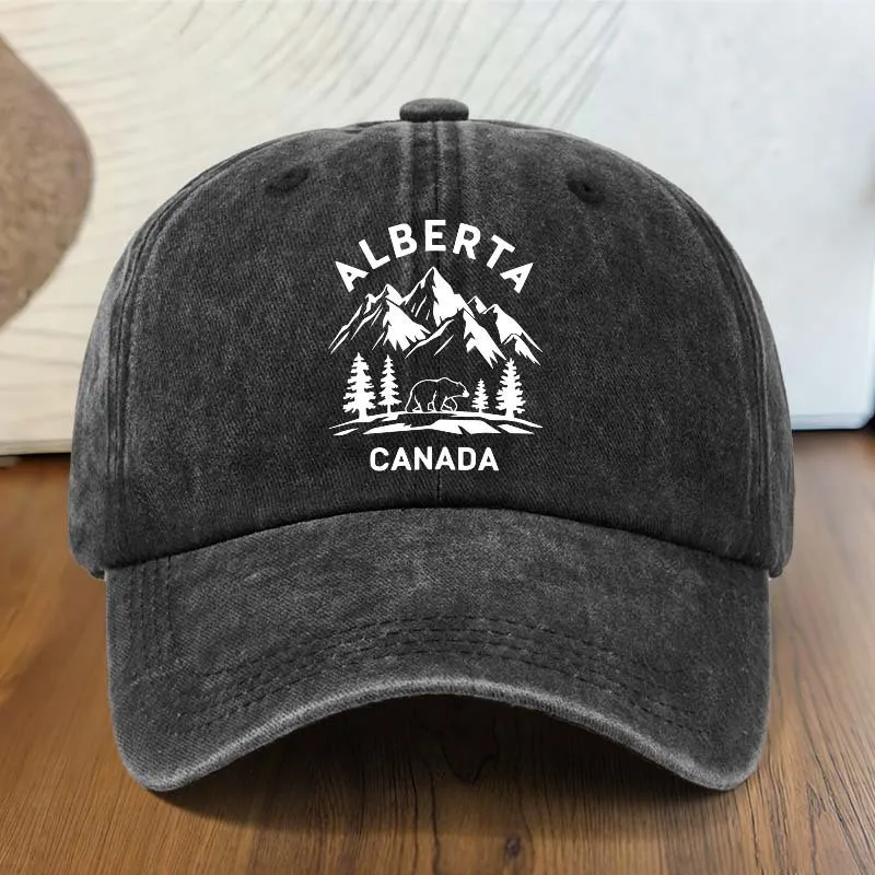 Фото Бейсболка Alberta Canada Bear Mountains с эффектом потертости, винтажная, для активного отдыха, регулируемая, с застежкой-клипсой №1