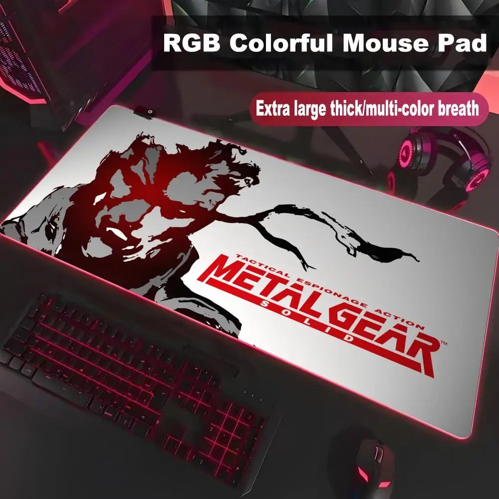 Фото Коврик для мыши M-Metal Gear Solid, высококачественный, для киберспорта, с RGB LED подсветкой, большой, для ПК, для студентов, светящийся, для геймеров, настольный коврик HYBXXC №5