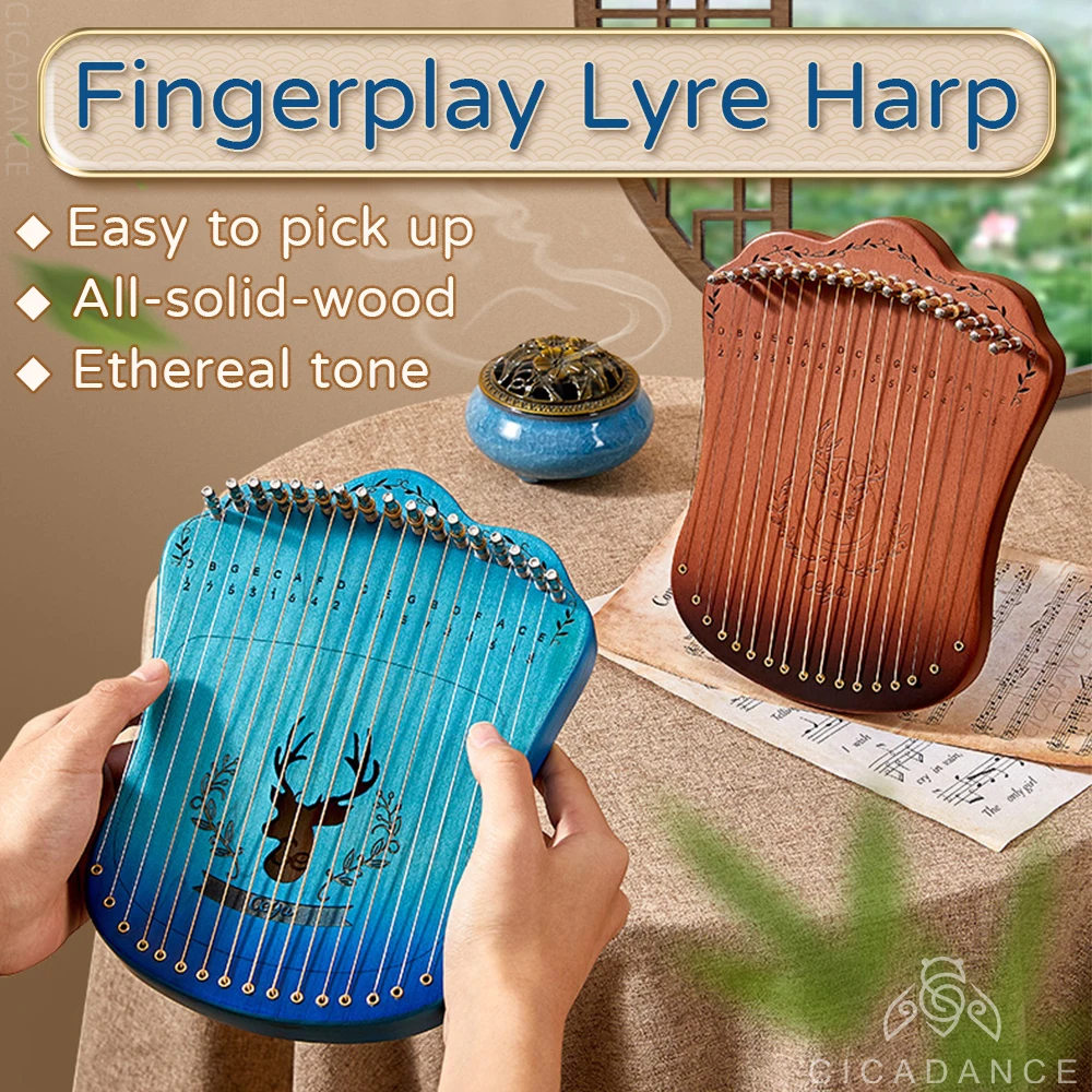 

Fingerplay Lyre Harp 17 Strings Mini Piano Portable Wooden Beech Musical Instrument With Tuning Tool Gifts For Beginner Kids