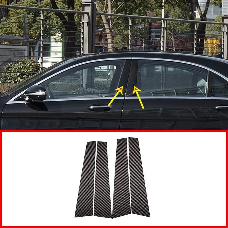 

4pcs Real Carbon Fiber For Mercedes Benz W222 S Class S400l S320l S500 2014 -2019 Car Accessories Window Molding Trim Parts