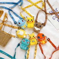 pokemon coin purse pikachu anime figures cartoon model silicone wallet kawaii personality fashion shoulder bag kids toys gifts