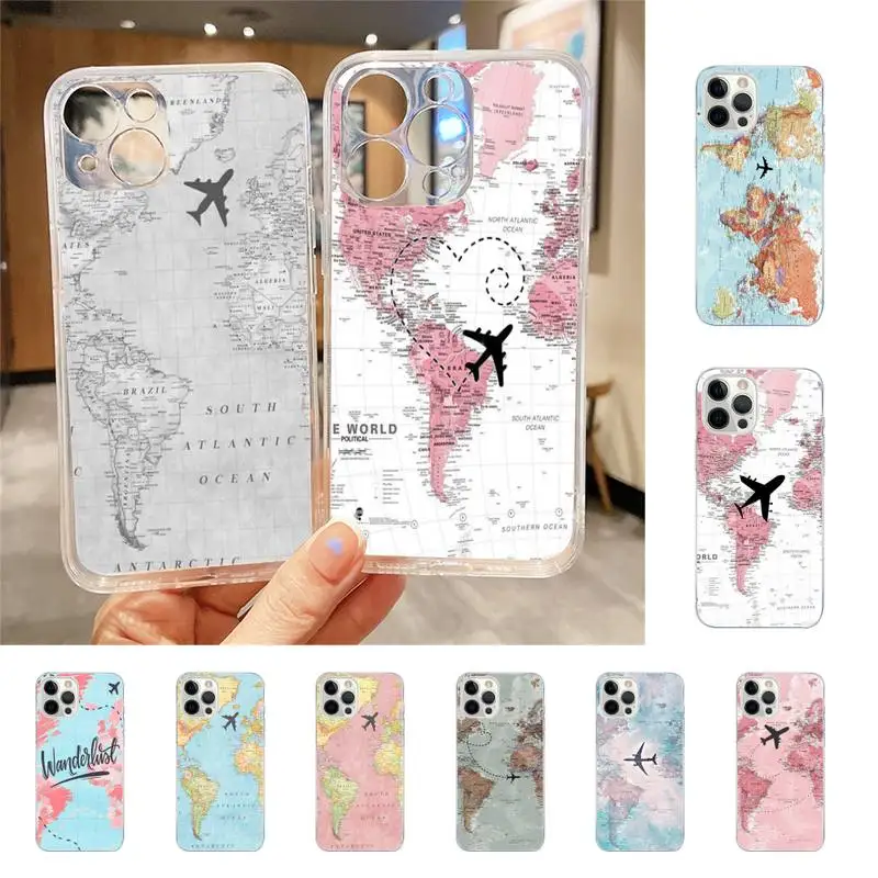 

Airplane Flying Map Phone Case For Iphone 7 8 Plus X Xr Xs 11 12 13 Se2020 Mini Mobile Iphones 14 Pro Max Case