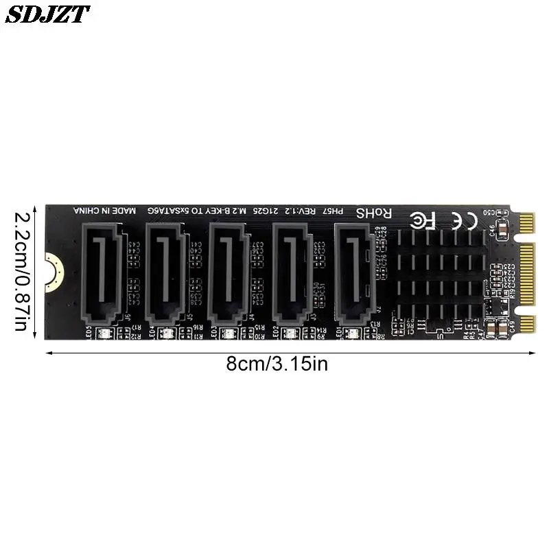 

5 Port Expansion Card For SATA III 6GB/S JMB575 Chipset PH57 M.2 NGFF B-KEY SATA Computer Expansion Adapter Card Accessories
