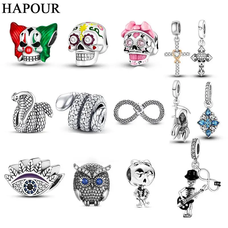 Серебряный Шарм-скелет HAPOUR подвеска в виде змеи с фианитами подходит для