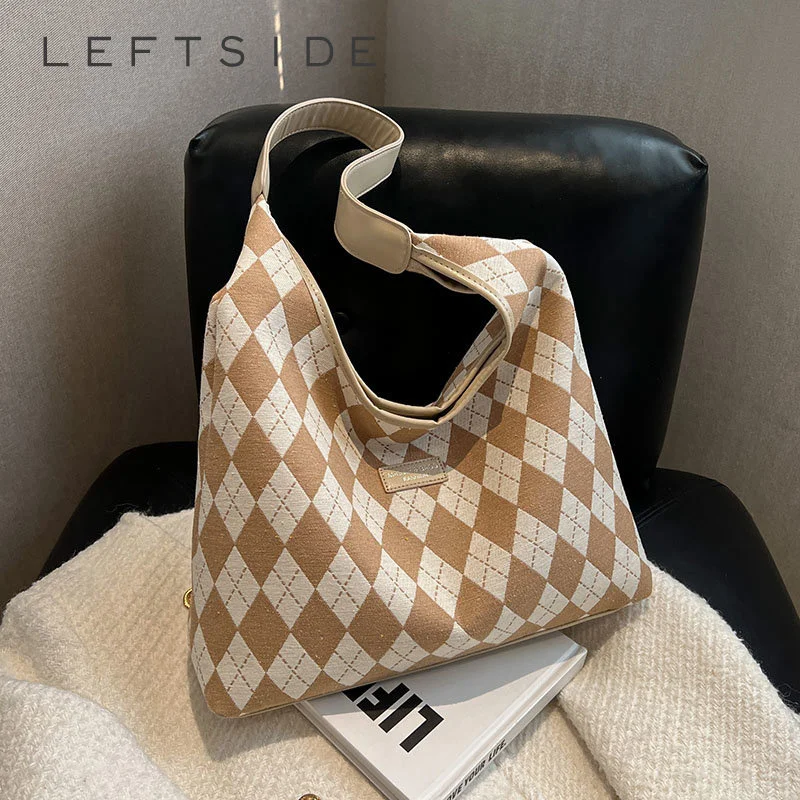 

Клетчатые сумки Хобо для женщин, новинка 2023, Весенняя модная сумка-тоут, женские тканевые сумки для покупок, сумки для покупок