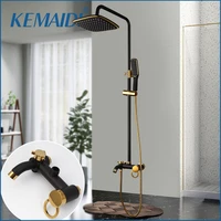 kemaidi black golden bathroom rainfall shower faucet mixer shower set w hand spray tap set bathtub shower mixer system