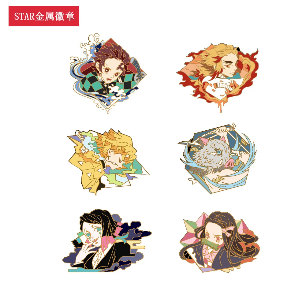 

Demon Slayer Enamel Pins Anime Kamado Tanjirou Hashibira Inosuke Cartoon Brooches Accessories Backpack Badge Jewelry Gift Friend