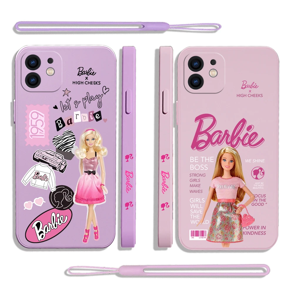 

Barbies dolls cute pink Phone Case For iPhone 14 13 12 11 Pro Max X XR XS MAX SE20 8 7 Plus Silicone Cases with Hand Strap