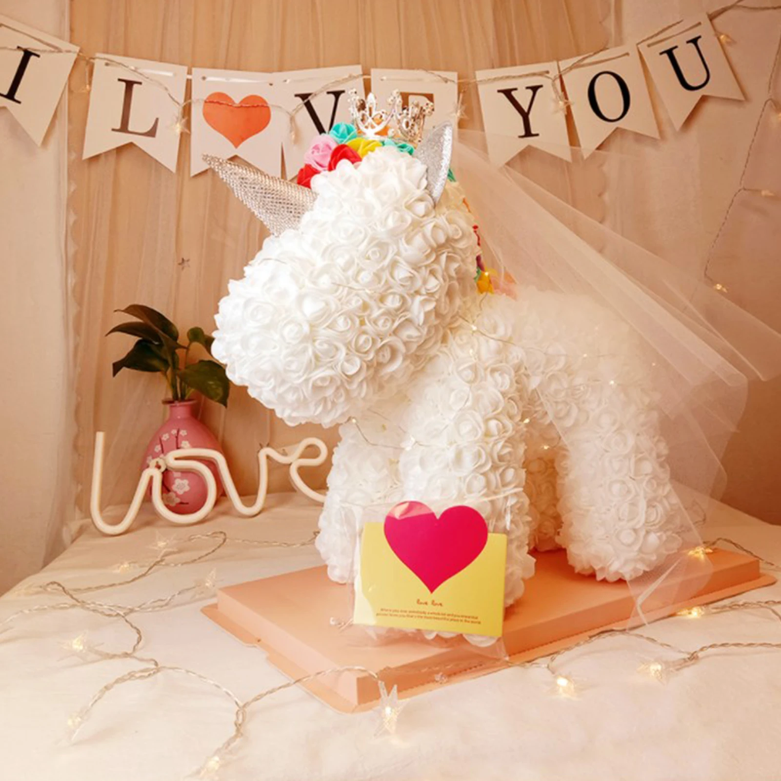 

Valentine's Day Gift Forever Bear Rose Artificial Uni corn Rose Flower For Girlfriend Mother's Day Xmas New Year Wedding Decor