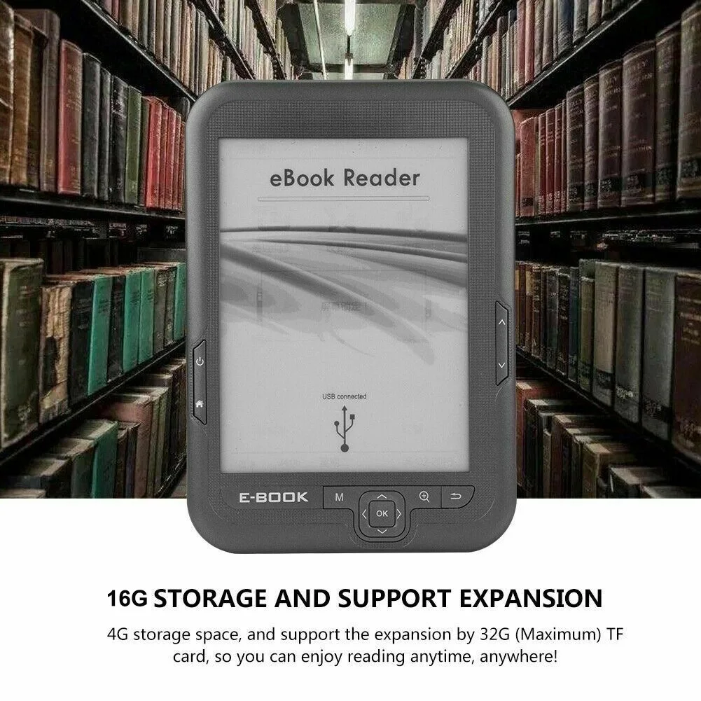 6 Inch 16GB Ebook Reader E-Ink Capacitive E Book Light Eink Screen E-Book E-Reader MP3 with Case WMA PDF HTML | Электроника