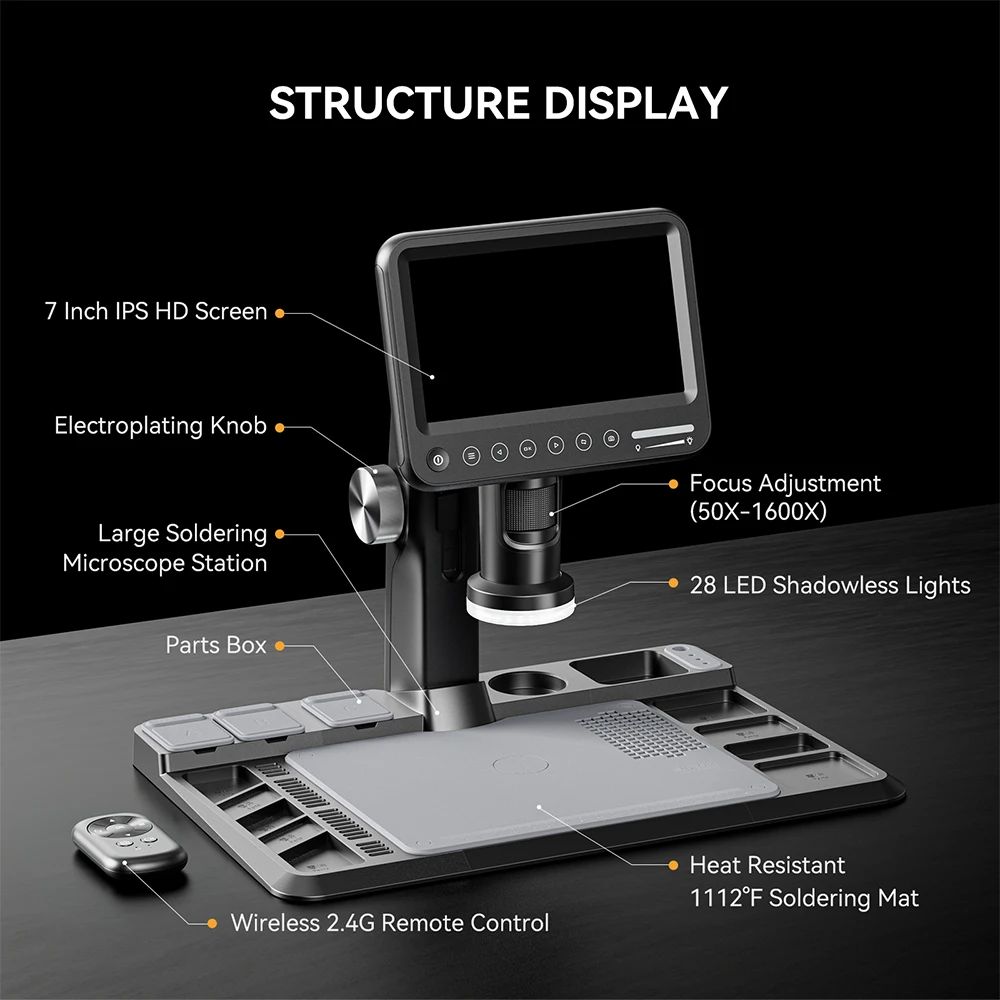 ELIKLIV ERM101 1600X7 &quotпаяльный микроскоп HD 12MP цифровой для ремонта электроники с 600 ℃