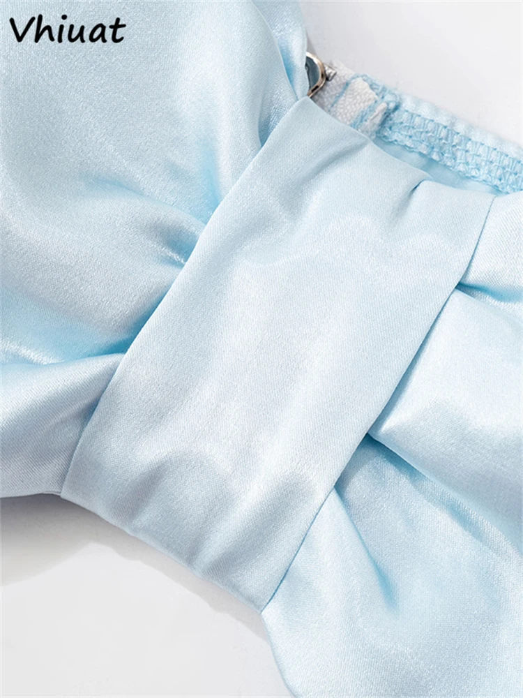 Женский атласный комплект из 2 предметов Vhiuat элегантный укороченный топ и юбка с