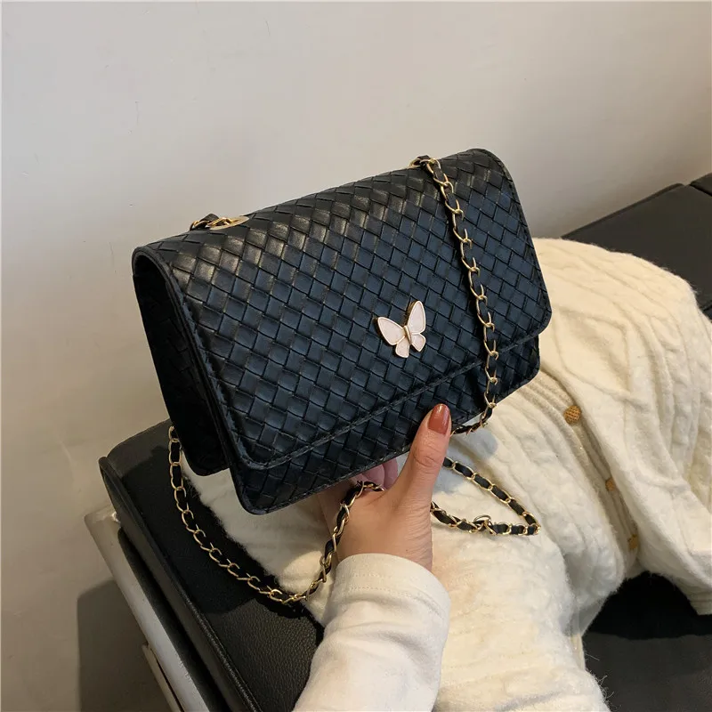 

2022 Popular Woven Solid Color Chain Small Square Bag Fashion Trend New One-shoulder Messenger Women's Bag Korean Version Small