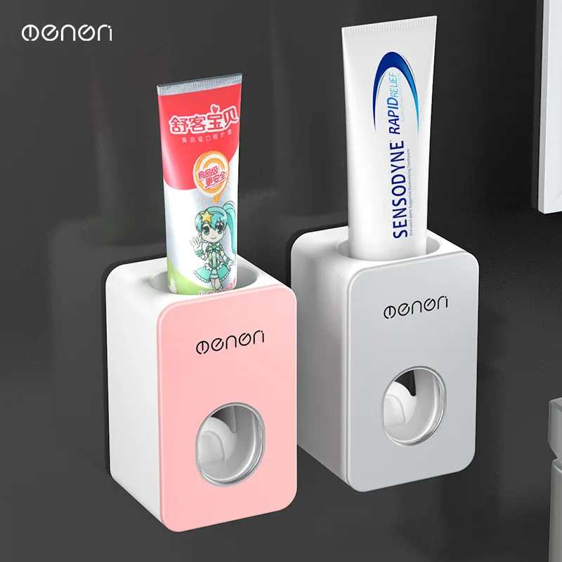 

Bathroom Automatic Squeezing Toothpaste Set Wall Mounted Toothbrush Shelf Punch Free Dust Proof Toiletries Storage Rack Helper