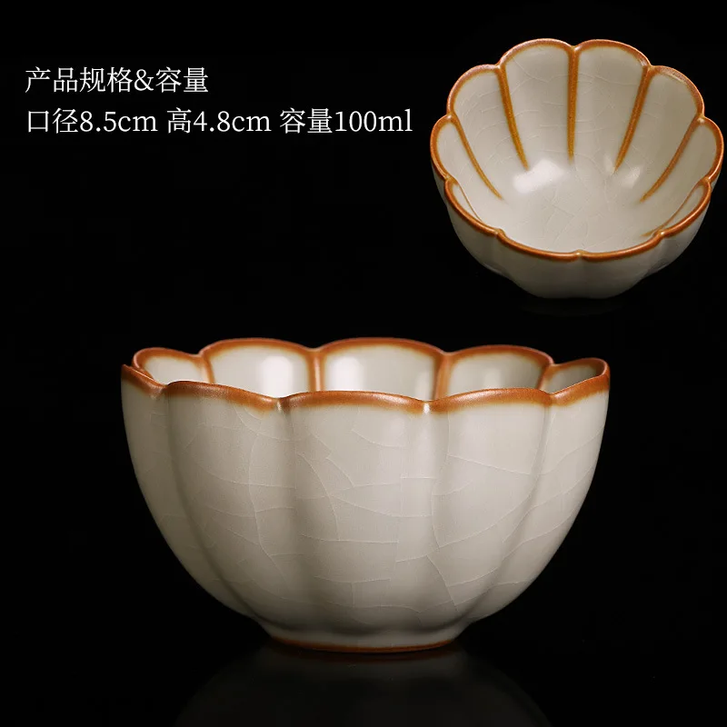 

Jingdezhen Ceramics Teacups Chinese Tea Ceremony Crackle Glaze Porcelain Master Cup Kung Fu Teaset Ru Kiln Lotus Cups