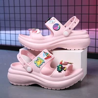 women casual shoes with charms clogs garden shoes beach sandals flip flops female fashion sweet girl platform sandals slippers