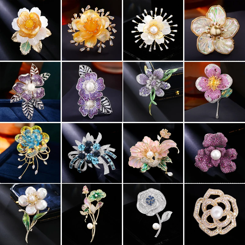 OKILY Роскошная брошь в виде снежинки с кубическим цирконием элегантная ракушки