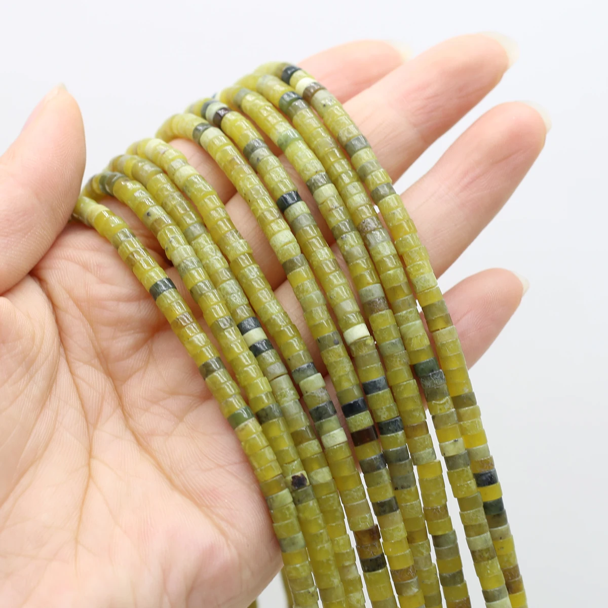 Бусины Из Натурального Нефритового камня 2x4 мм, круглые бусины в форме трубки, бусины с россыпью, цилиндрические бусины для женских аксессуаров 15 дюймов