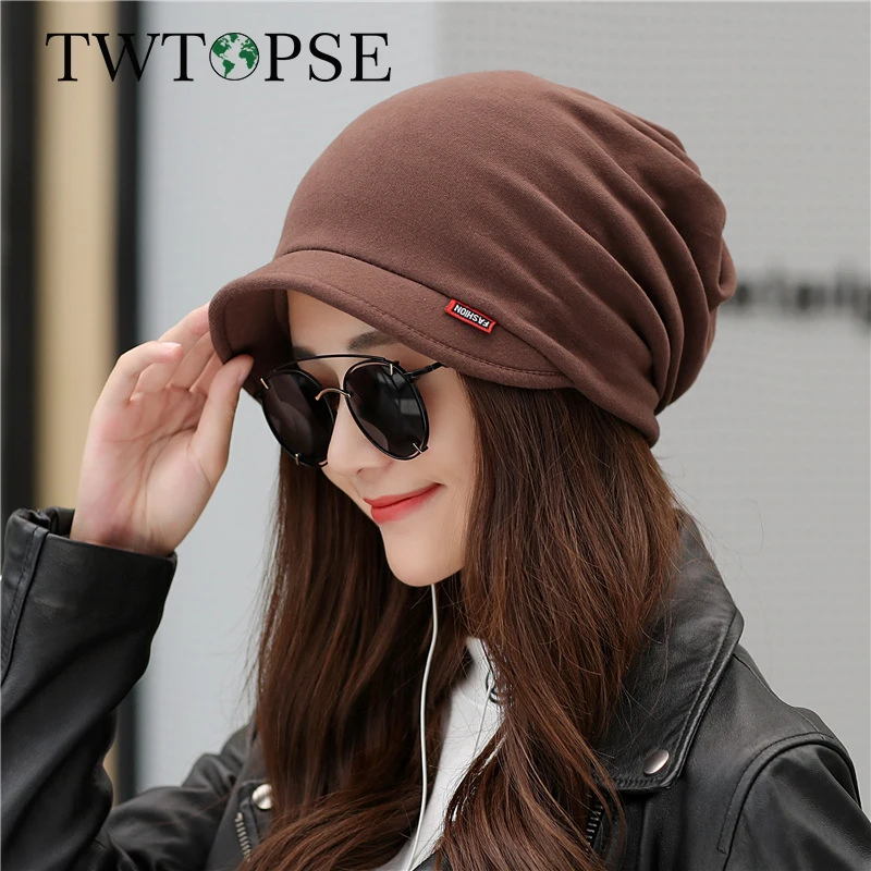 

TWTOPSE Warm Solid Color Peaked Cap Ladies Fashion Multi Functional Outdoor Cold Proof Mask Wild Collar Camping Riding Hood New