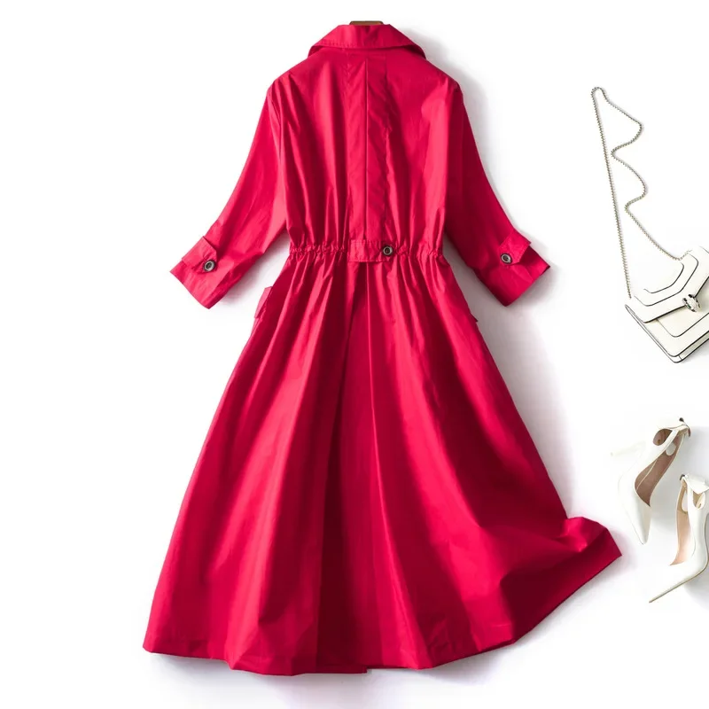 Распродажа женский плащ премиум-класса однобортный с длинными лацканами одежда