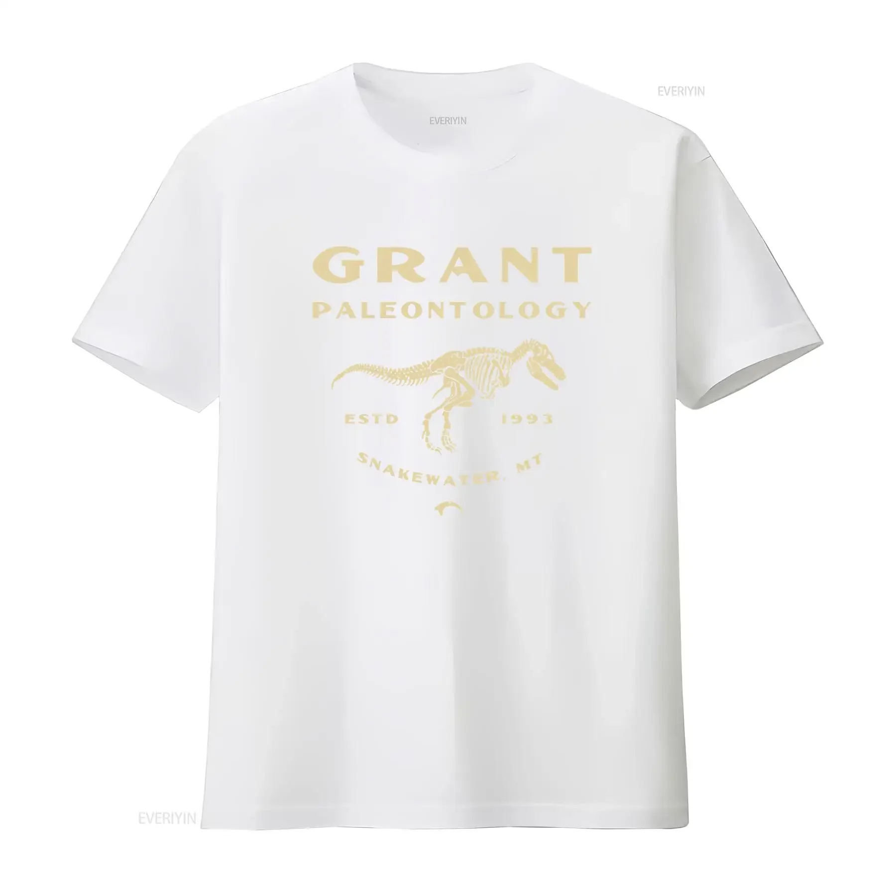 Фото Винтажная футболка Grant Paleontology с принтом скелета динозавра, 1993 Estd Snakewater MT, с эффектом потертости, дизайнерская одежда №3