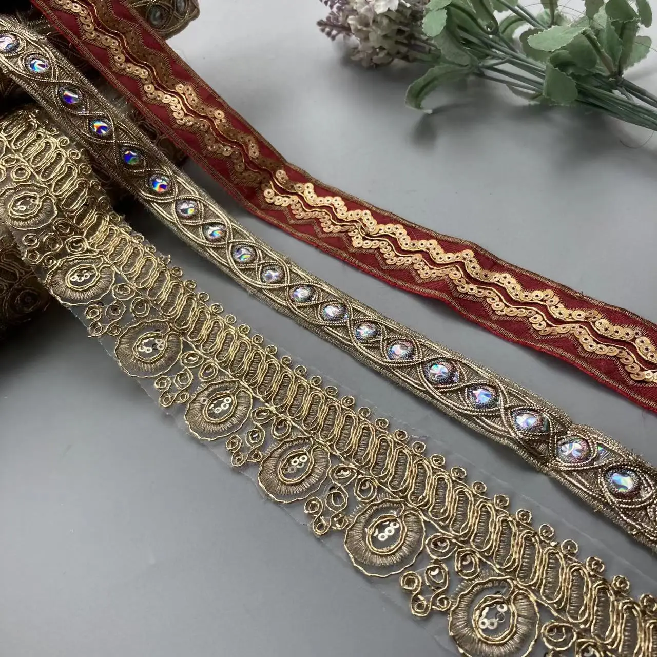 2 ярда этническая красная золотая нить с блестками африканская кружевная бейка