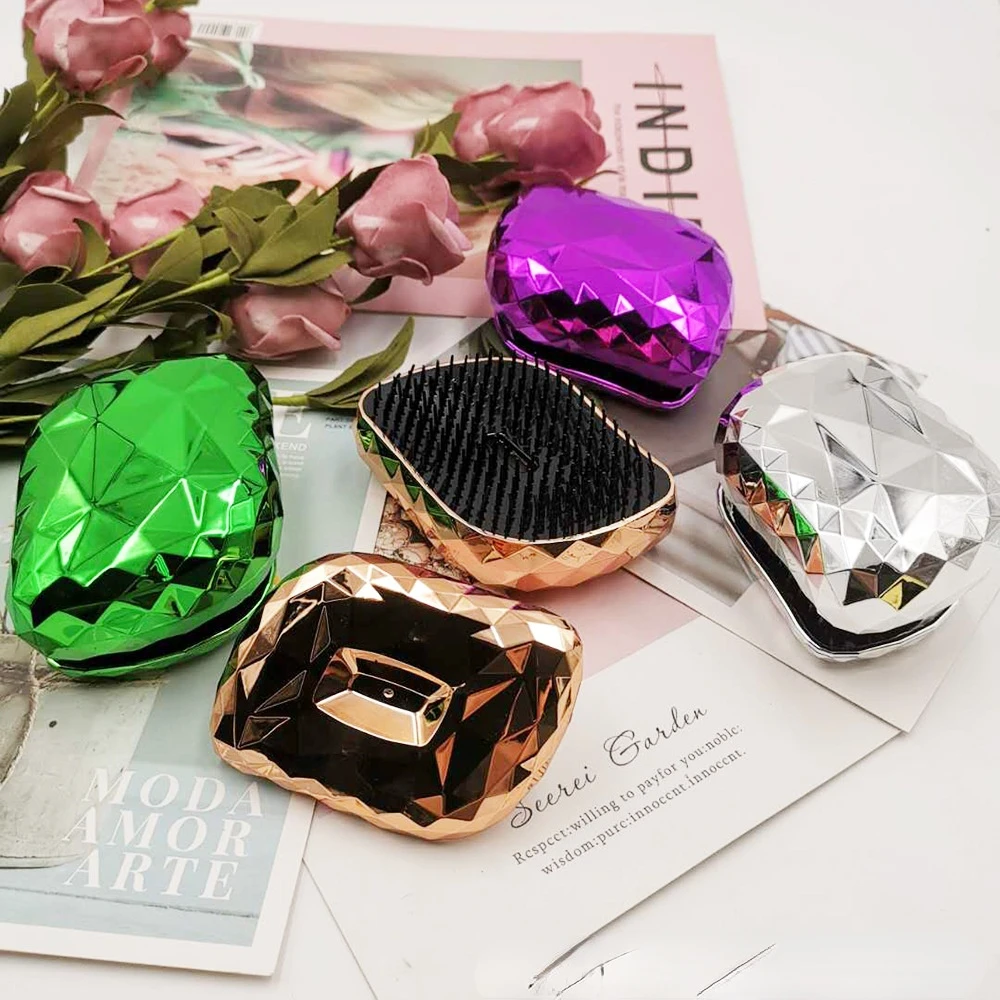 

3 Colors Magic Women's Hair Brush Electroplate Tangle Hair Teezer Hairbrush Anti-static Massage Hair Comb for Hair Styling Tool