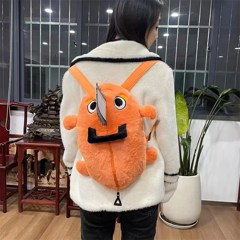 

60Cm Chainsaw Man Pochita Plush Bag Pochita Peluche Chainsawman Anime Happy Orange Dog Stuffed Soft Toy Kawaii Plushie Gift