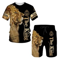 the lion king summer mens tshirts fashion suit men set tracksuit for man oversized clothes 3d printed t shirt shorts sportswear