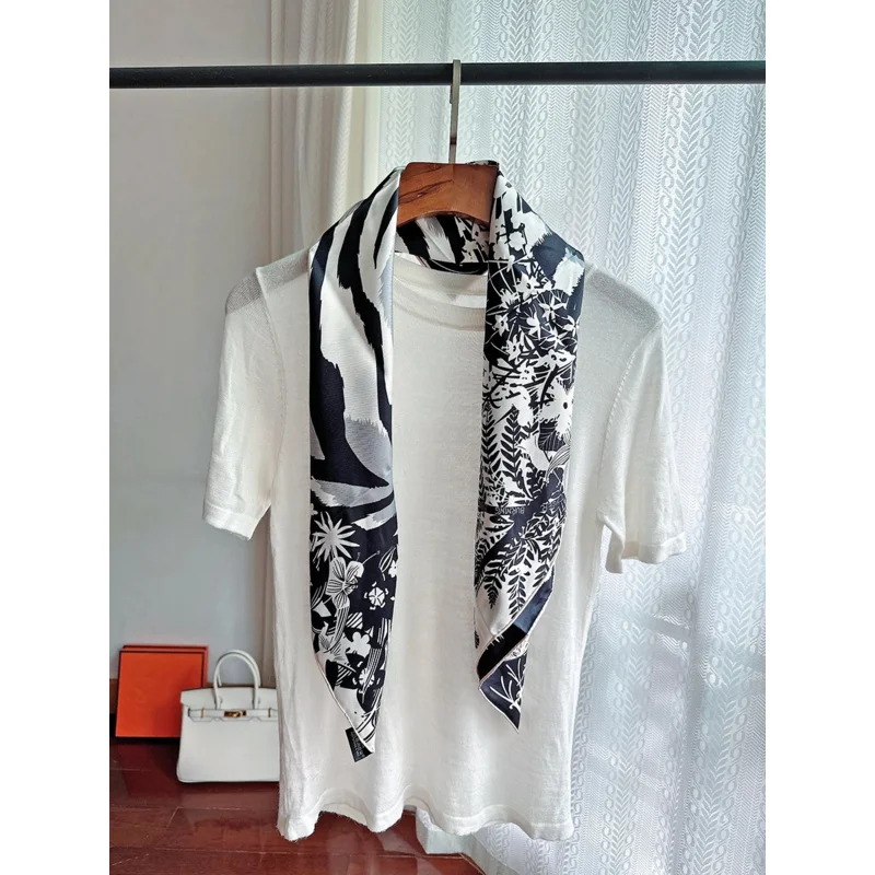 Шелковый головной платок с леопардовым принтом роскошный бренд Twily Хиджаб шаль