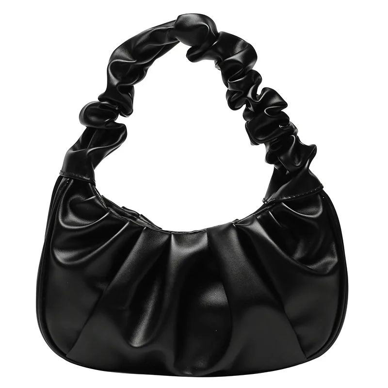 

Hobo Handbags 2022 Female Summer Pleated PU Leather Retro Solid Cloud Leisure Armpit Bag Shopping Shoulder Bags Dumpling Handbag