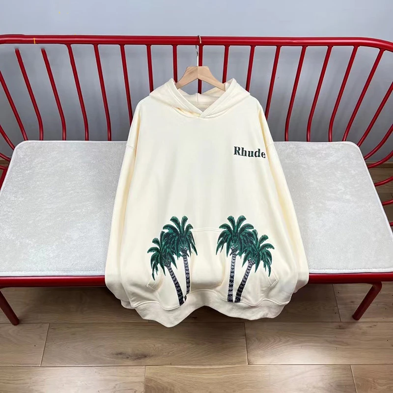 

2023ss Rhude Sweatshirts Men Women Top Quality Patchwork Oversize Coconut Pullover Hoodie With Tag Graphic Print Man Clothing