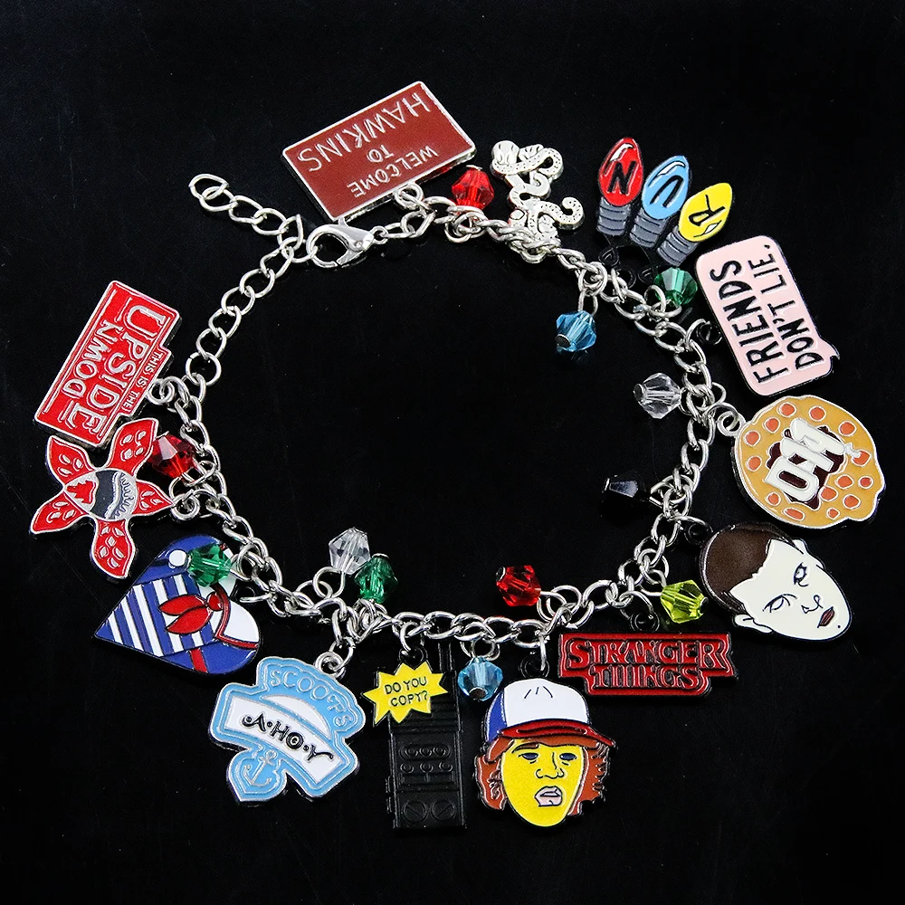 

Stranger Things Bracelet Demogorgon Alphabet Light Monster 11 Letter Waffle Pendant Bracelets For Women Men Jewelry Prop Gift