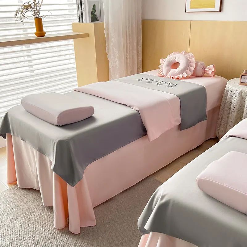 Direct Sales New Online D Red High end Beau Bedspread Four-Piece Set Autumn and Winter Massage Light Luxury Salon Wi...