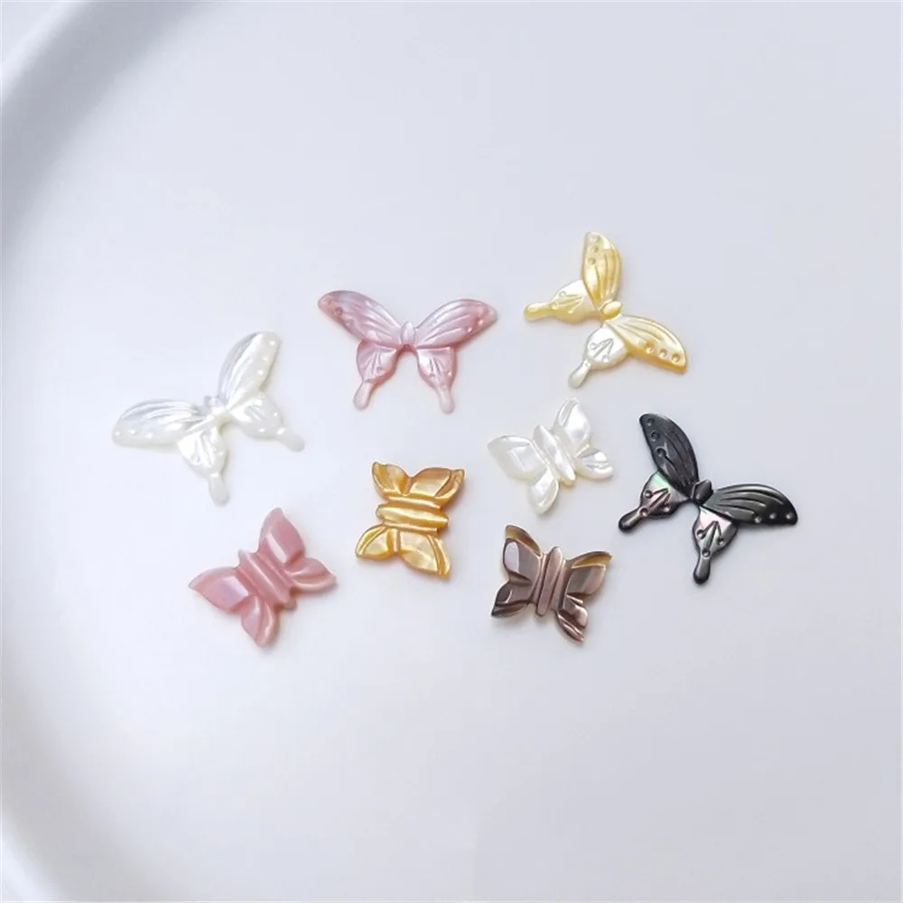 

Natural white butterfly pearl powder shell butterfly straight hole accessories handmade DIY material Hair pin earrings pendant