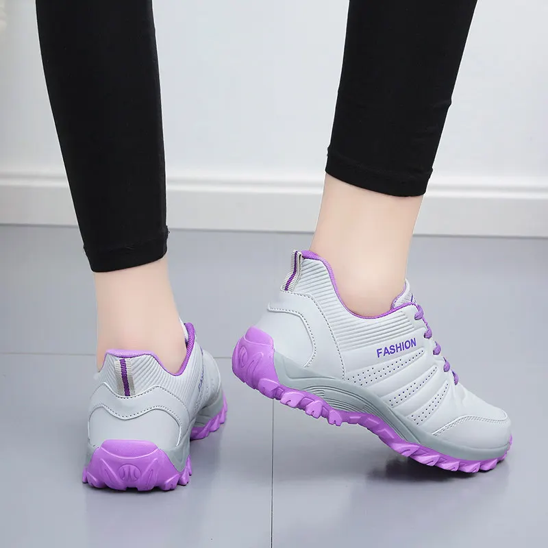 Women Shoes Fashion PU Leather Casual Sneakers Women Waterproof AntiI-Slip Sport Shoes Comfortable Walking Shoes Female Platform