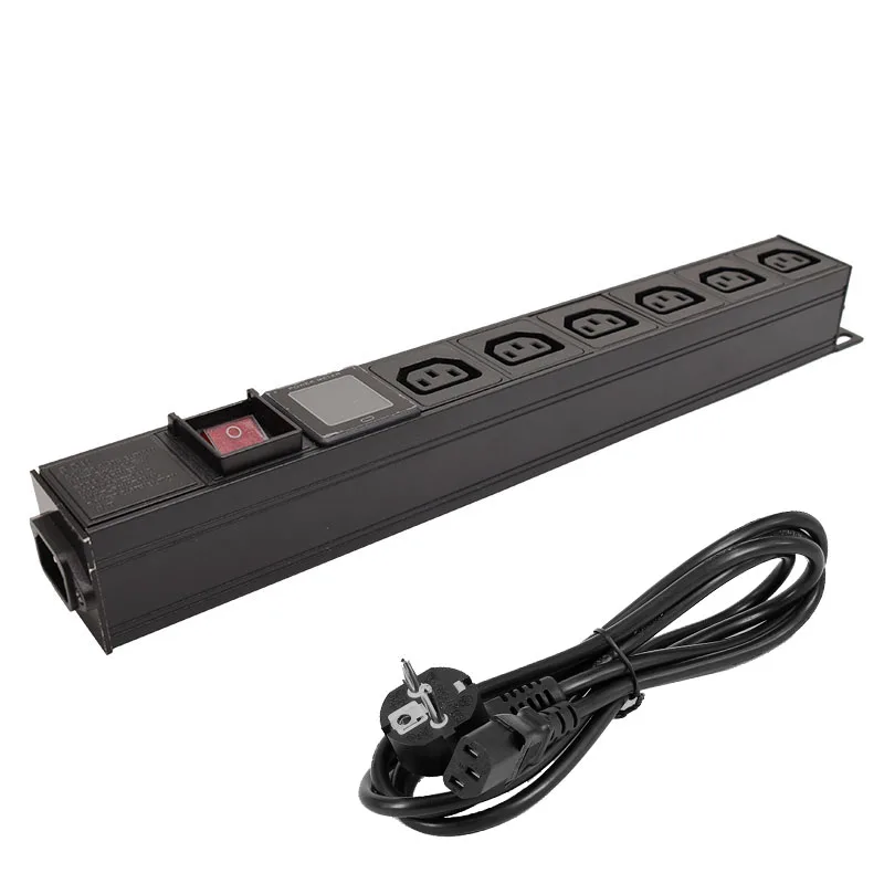 

Network Rack PDU aluminium alloy Power Strip 6 Ways C13 output socket With SPD 2m extension cable C14 interface ammeter