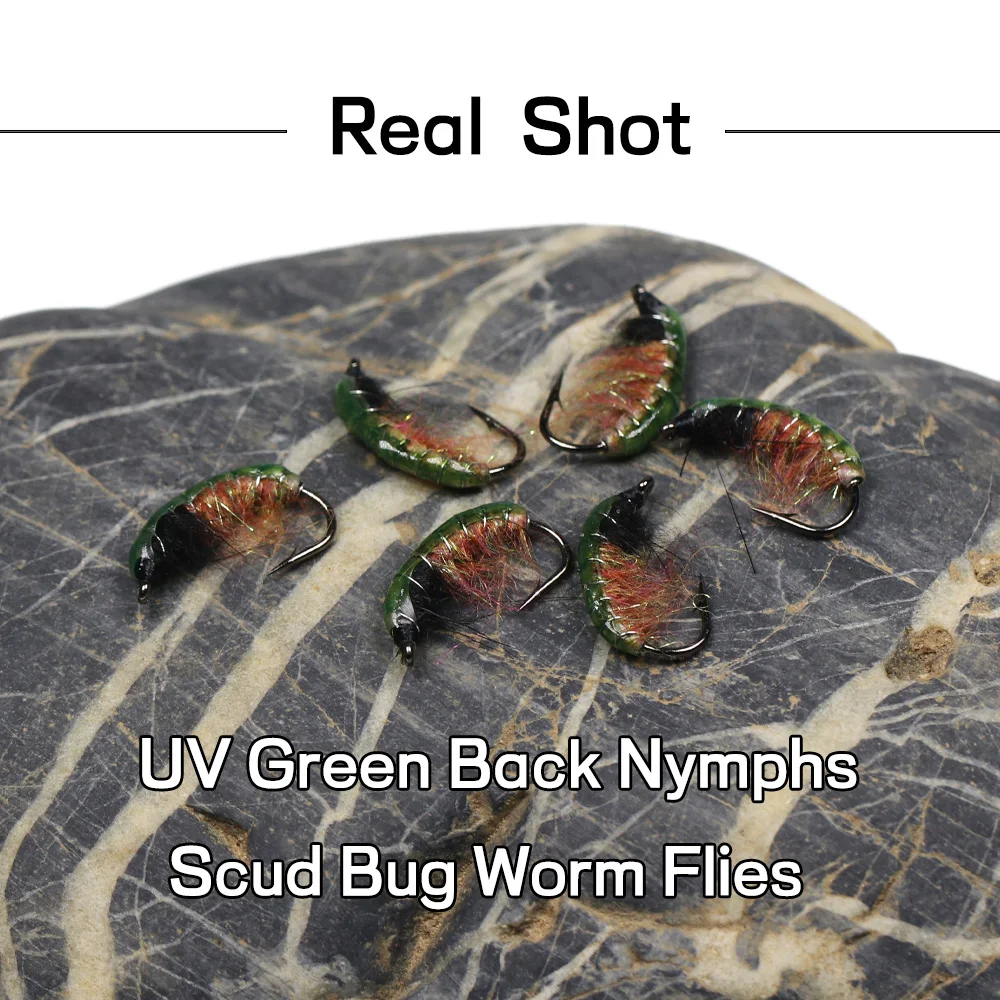 Bimoo 8 шт. #8 #10 УФ зеленый клей для спины Нимфа форель искусственная приманка