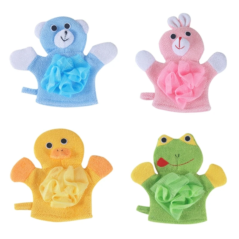 

67JC Soft Kids Bath Brush Towel Cartoon Animal Shape Shower Gloves Washcloth For Bathing Children Wash Clean Shower Massage