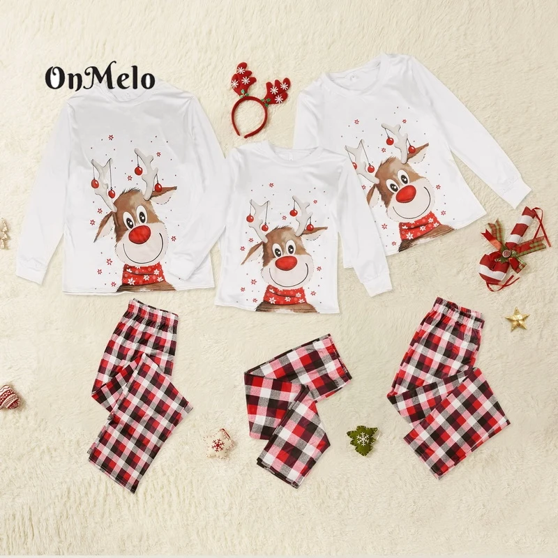 OnMelo Christmas Family Matching Pajamas Adults Kids Family Matching Clothes Top+Pants 2pcs Xmas Sleepwear Pyjamas Baby Clothes