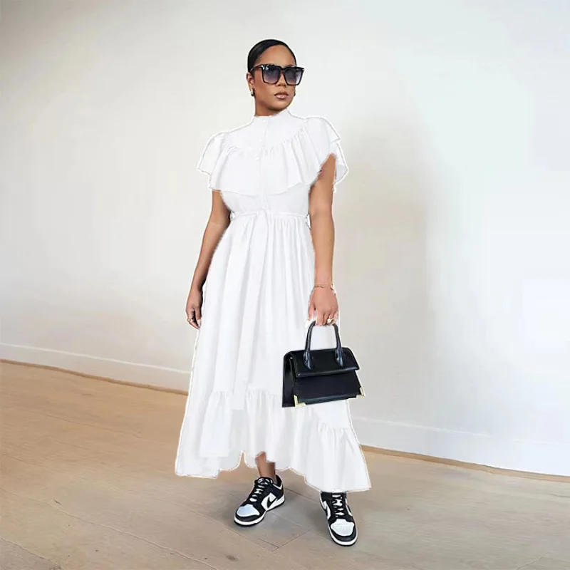 

Женское Повседневное платье-рубашка с коротким рукавом и круглым вырезом