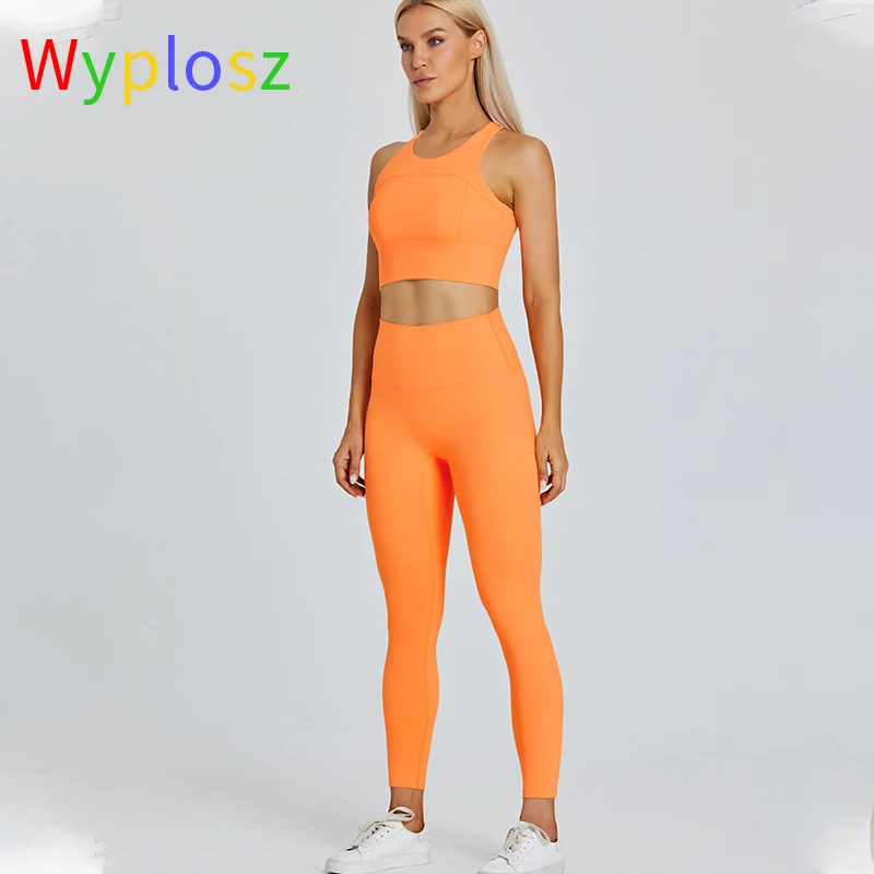 Wyplosz Yoga Sportswear Gym Clothing Women Sport Suit Fitness Tracksuit 2 Piece Set High Elasticity Quick-Drying Nude Pants Bras