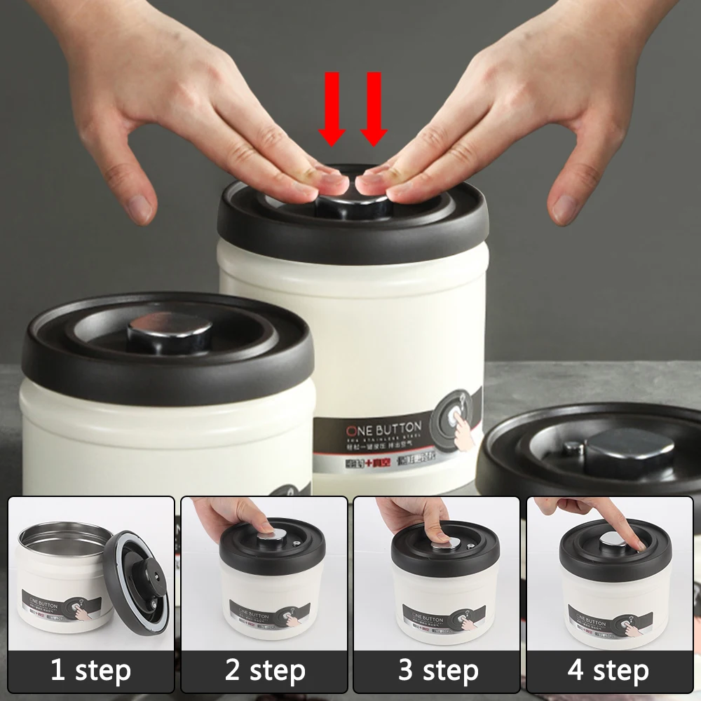 Вакуумная герметичная банка для кофейных зерен вакуумная из нержавеющей стали 304